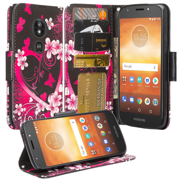 Motorola Moto E5 Plus Wallet Case - heart butterfliels - www.coverlabusa.com