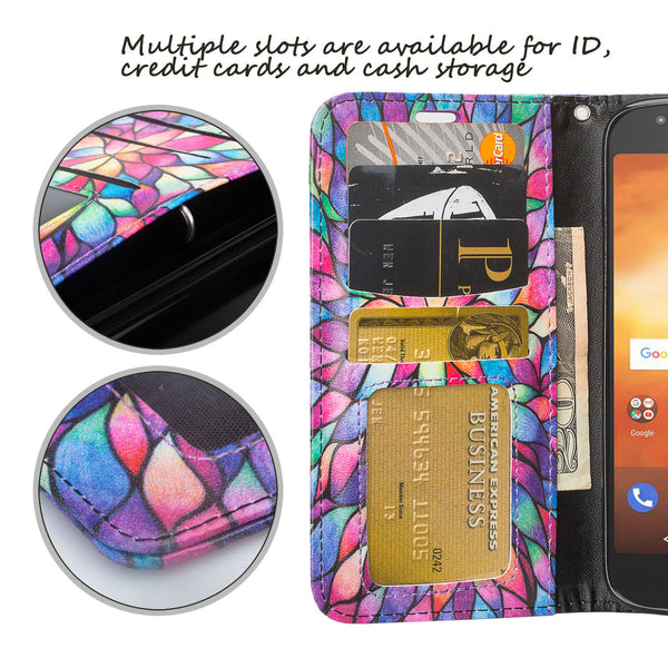 Motorola Moto E5 Plus Wallet Case - rainbow flower - www.coverlabusa.com