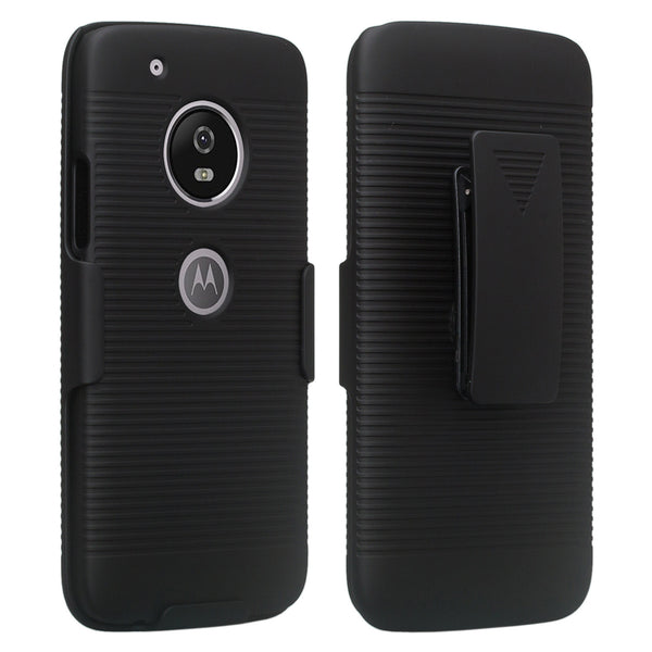 Motorola Moto G5 Plus combo holster shell case - bk - www.coverlabusa.com