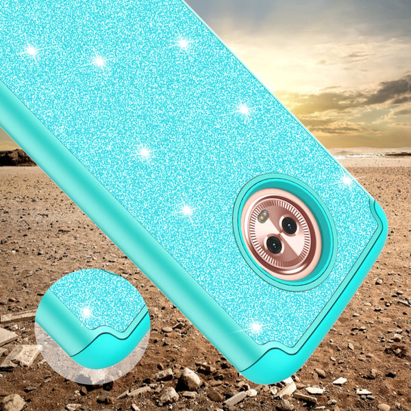 Motorola Moto G6 2018 Glitter Hybrid Case - Teal - www.coverlabusa.com