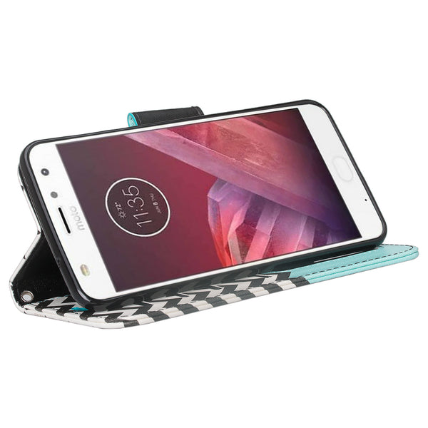 Moto Z2 Force Wallet Case - teal anchor - www.coverlabusa.com