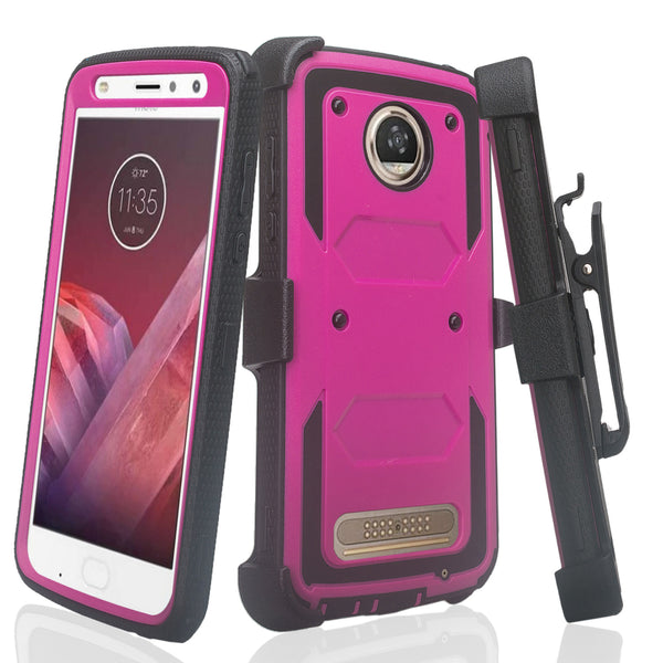 Motorola Moto Z2 Play heavy duty holster case - purple - www.coverlabusa.com