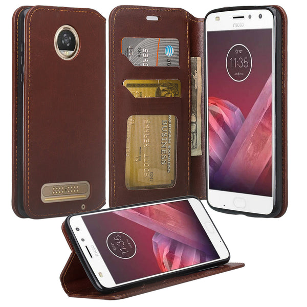 Moto Z2 Play Wallet Case - brown - www.coverlabusa.com
