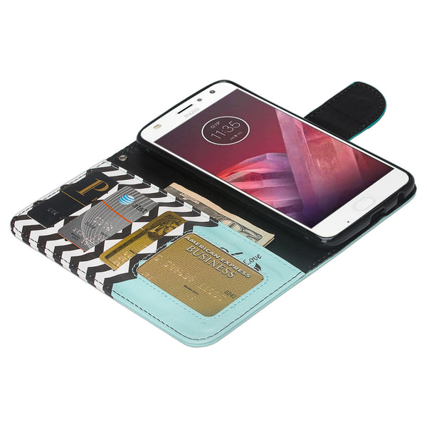 Moto Z2 Play Wallet Case - Teal Anchor - www.coverlabusa.com