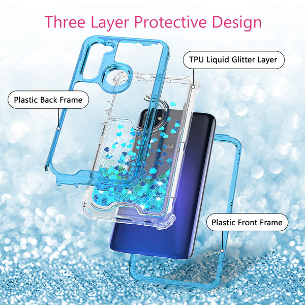 hard clear glitter phone case for motorola moto g stylus - teal - www.coverlabusa.com 