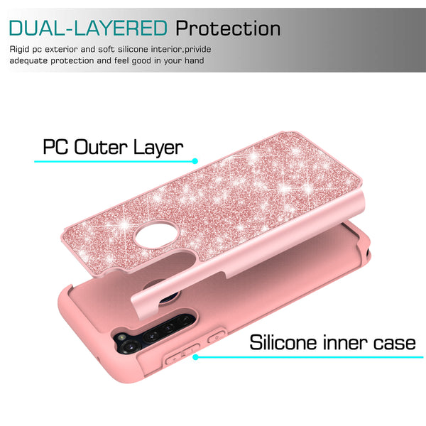 motorola moto g stylus glitter hybrid case - rose gold - www.coverlabusa.com