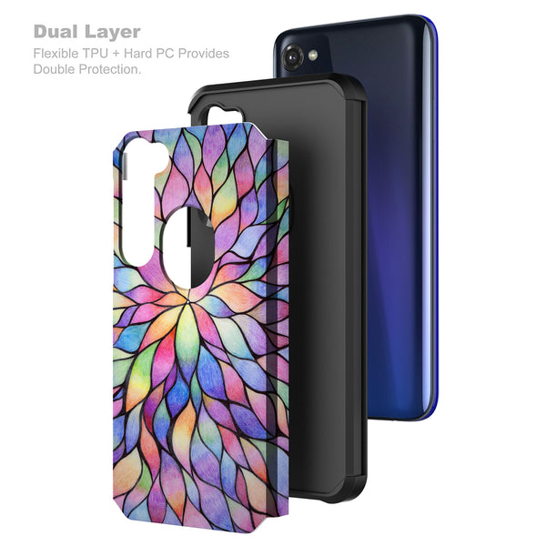 motorola moto g stylus hybrid case - rainbow flower - www.coverlabusa.com