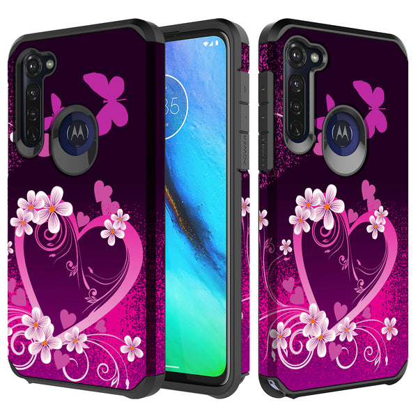 motorola moto g stylus hybrid case - heart butterflies - www.coverlabusa.com