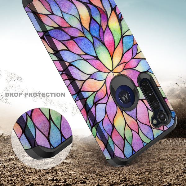 motorola moto g stylus hybrid case - rainbow flower - www.coverlabusa.com