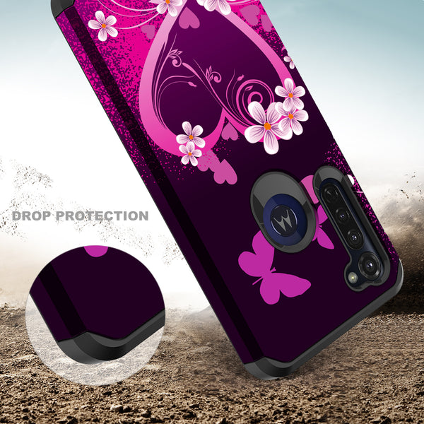 motorola moto g stylus hybrid case - heart butterflies - www.coverlabusa.com