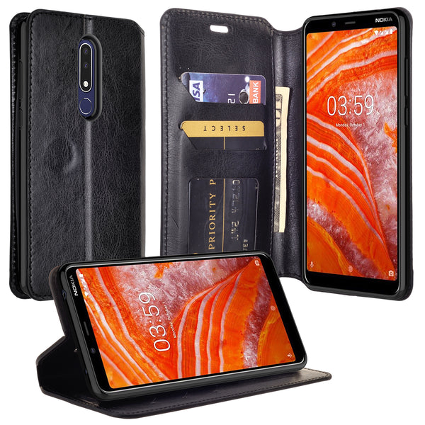 nokia 3.1 pluw wallet case - black - www.coverlabusa.com