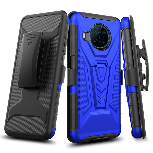 holster kickstand hyhrid phone case for nokia x100 - blue - www.coverlabusa.com