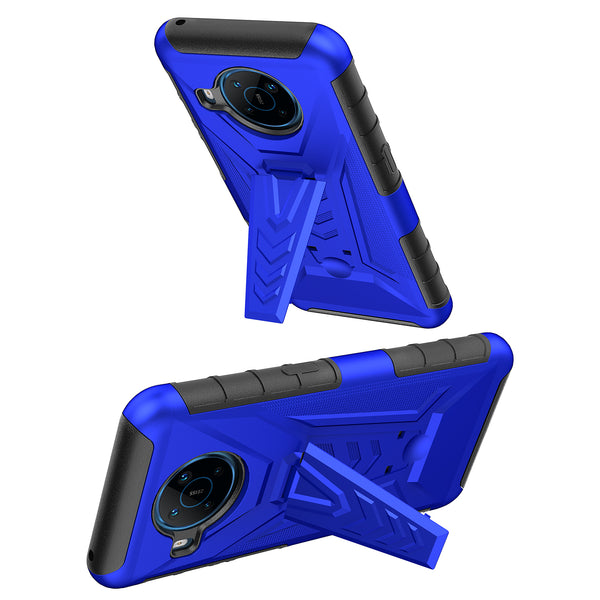 holster kickstand hyhrid phone case for nokia x100 - blue - www.coverlabusa.com
