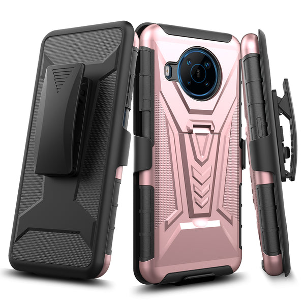 holster kickstand hyhrid phone case for nokia x100 - rose gold - www.coverlabusa.com