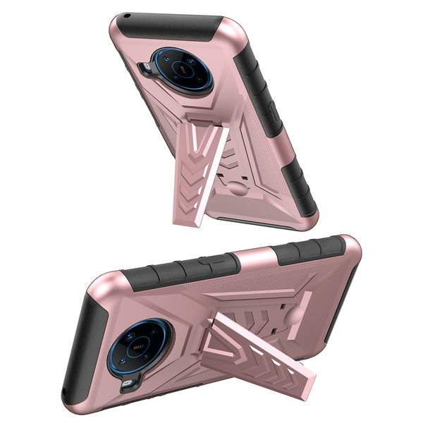 holster kickstand hyhrid phone case for nokia x100 - rose gold - www.coverlabusa.com