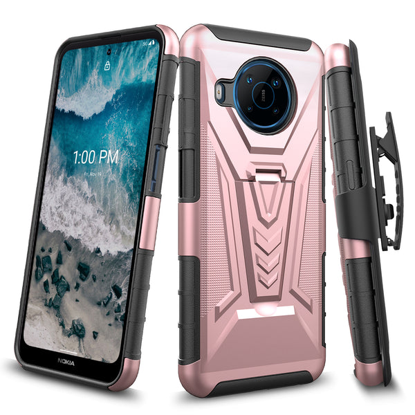 holster kickstand hyhrid phone case for nokia x100 - rose gold - www.coverlabusa.com