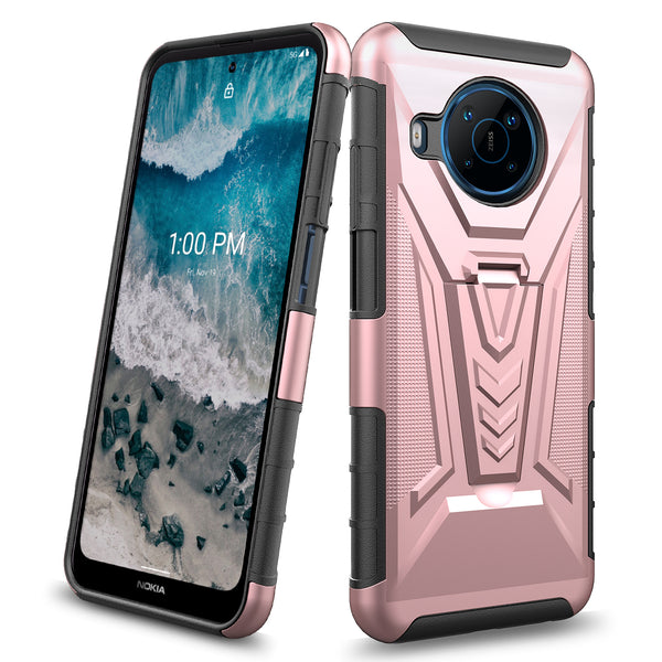 holster kickstand hyhrid phone case for nokia x100 - rose gold - www.coverlabusa.com