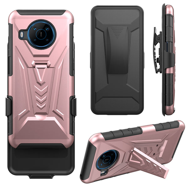 holster kickstand hyhrid phone case for nokia x100 - rose gold - www.coverlabusa.com