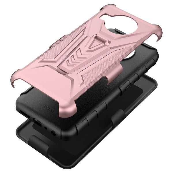 holster kickstand hyhrid phone case for nokia x100 - rose gold - www.coverlabusa.com