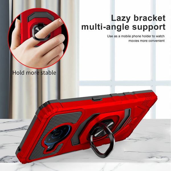 ring car mount kickstand hyhrid phone case for nokia x100 - red - www.coverlabusa.com