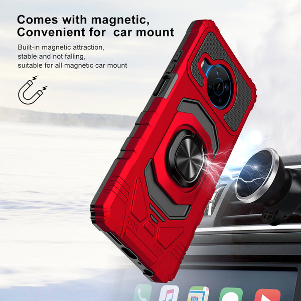 ring car mount kickstand hyhrid phone case for nokia x100 - red - www.coverlabusa.com