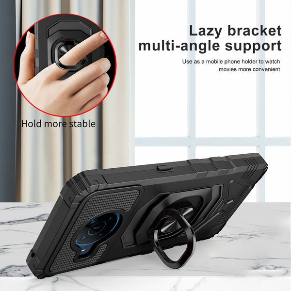 ring car mount kickstand hyhrid phone case for nokia x100 - black - www.coverlabusa.com