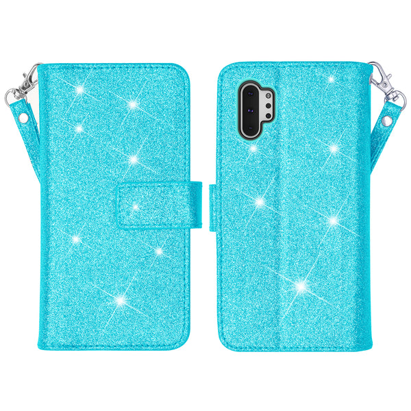 samsung galaxy a32 5g glitter wallet case - teal - www.coverlabusa.com