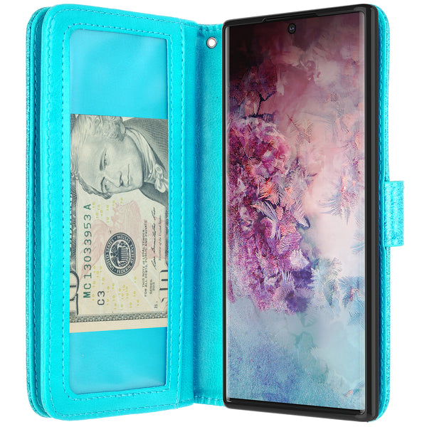 samsung galaxy a32 5g glitter wallet case - teal - www.coverlabusa.com