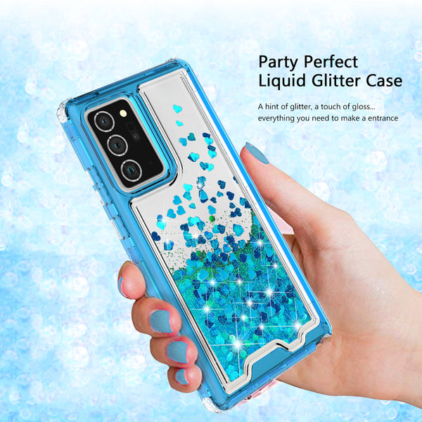 hard clear glitter phone case for samsung galaxy note 20 - teal - www.coverlabusa.com 