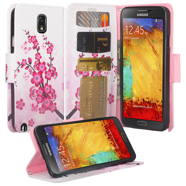 samsung galaxy note 3 leather wallet case - cherry blossom - www.coverlabusa.com