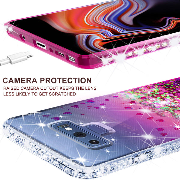 clear liquid phone case for samsung galaxy note 9 - hot pink - www.coverlabusa.com 