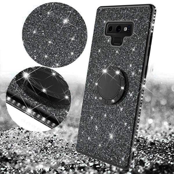 samsung galaxy note 9 glitter bling fashion case - black - www.coverlabusa.com