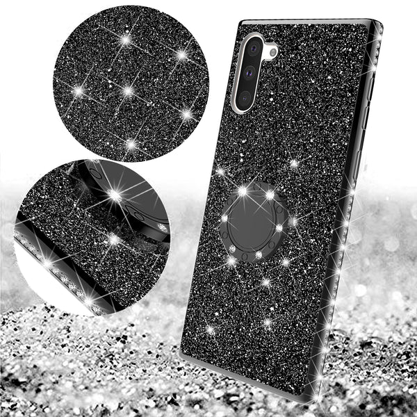 samsung galaxy note 10 plus glitter bling fashion case - black - www.coverlabusa.com