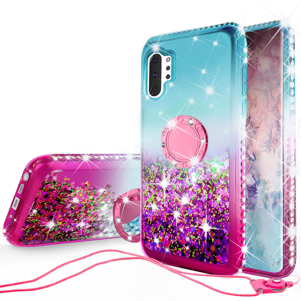 glitter phone case for samsung galaxy note 10 plus - teal/pink gradient - www.coverlabusa.com