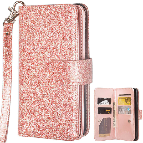 Google Pixel 3a XL Glitter Wallet Case - Rose Gold - www.coverlabusa.com