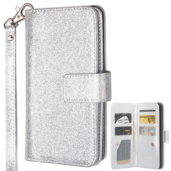 Samsung Galaxy J7V / J7 Perx / J7 Sky Pro / J7 (2017) Glitter Wallet Case - silver - www.coverlabusa.com