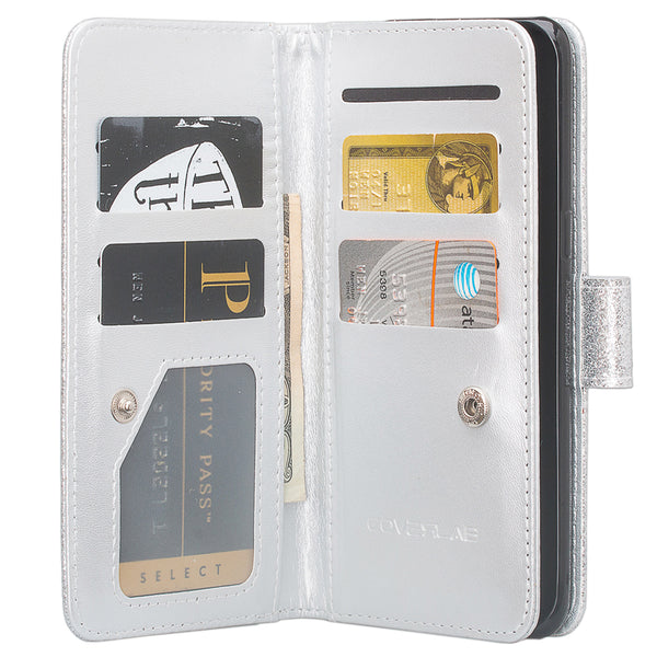 Motorola Moto Z2 Play Glitter Wallet Case - Silver - www.coverlabusa.com
