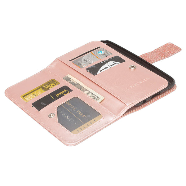 Coolpad Illumina/Legacy Go Glitter Wallet Case - Rose Gold - www.coverlabusa.com
