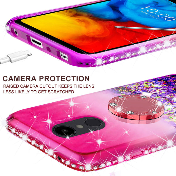 glitter ring phone case for lg q7 - hot pink gradient - www.coverlabusa.com 