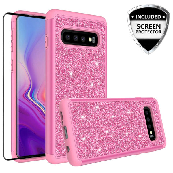 Samsung Galaxy S10 Glitter Hybrid Case - Hot Pink - www.coverlabusa.com