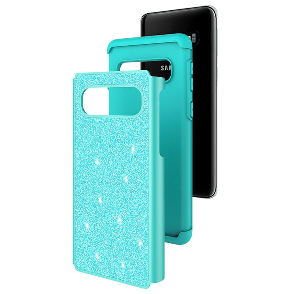 Samsung Galaxy S10 Glitter Hybrid Case - Teal - www.coverlabusa.com