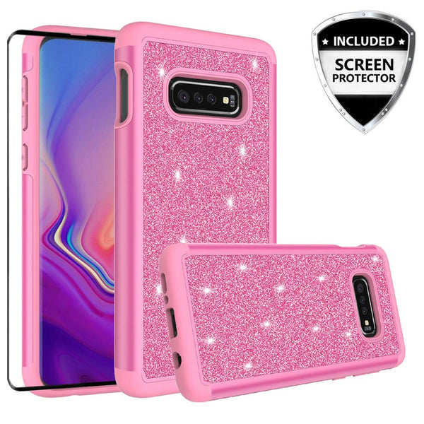 Samsung Galaxy S10e Glitter Hybrid Case - Hot Pink - www.coverlabusa.com