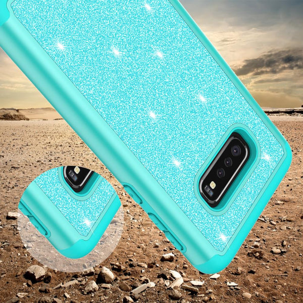 Samsung Galaxy S10e Glitter Hybrid Case - Teal - www.coverlabusa.com