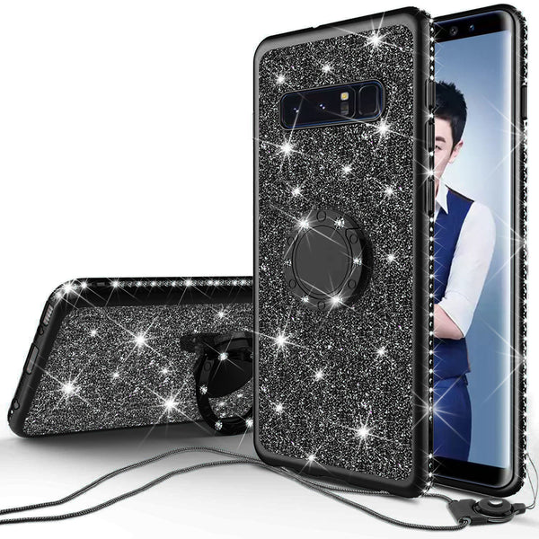 samsung galaxy s10e glitter bling fashion case - black - www.coverlabusa.com