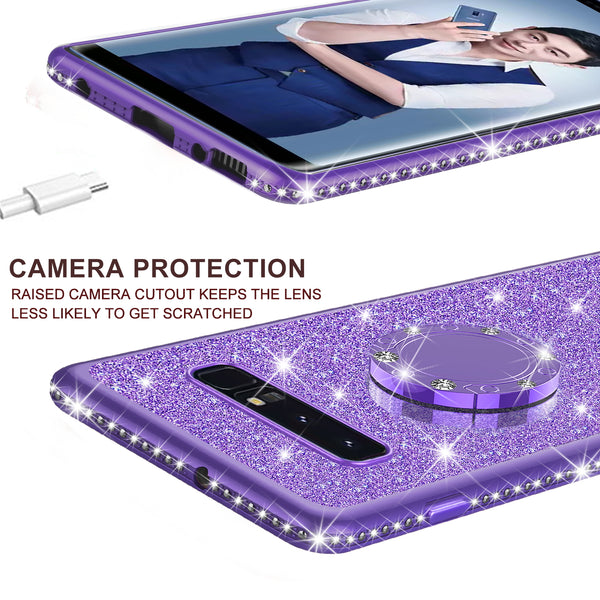 samsung galaxy s10 plus glitter bling fashion 3 in 1 case - purple - www.coverlabusa.com