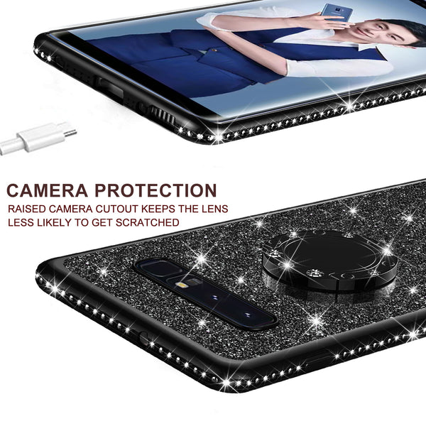 samsung galaxy s10 glitter bling fashion case - black - www.coverlabusa.com