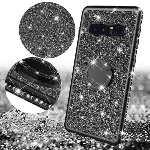 samsung galaxy s10 plus glitter bling fashion 3 in 1 case - black - www.coverlabusa.com