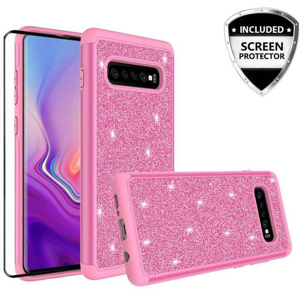 Samsung Galaxy S10 Plus Glitter Hybrid Case - Hot Pink - www.coverlabusa.com