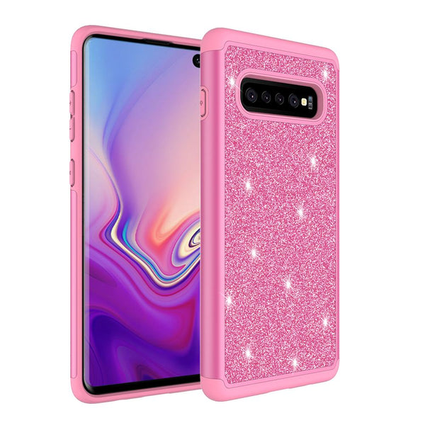 Samsung Galaxy S10 Plus Glitter Hybrid Case - Hot Pink - www.coverlabusa.com