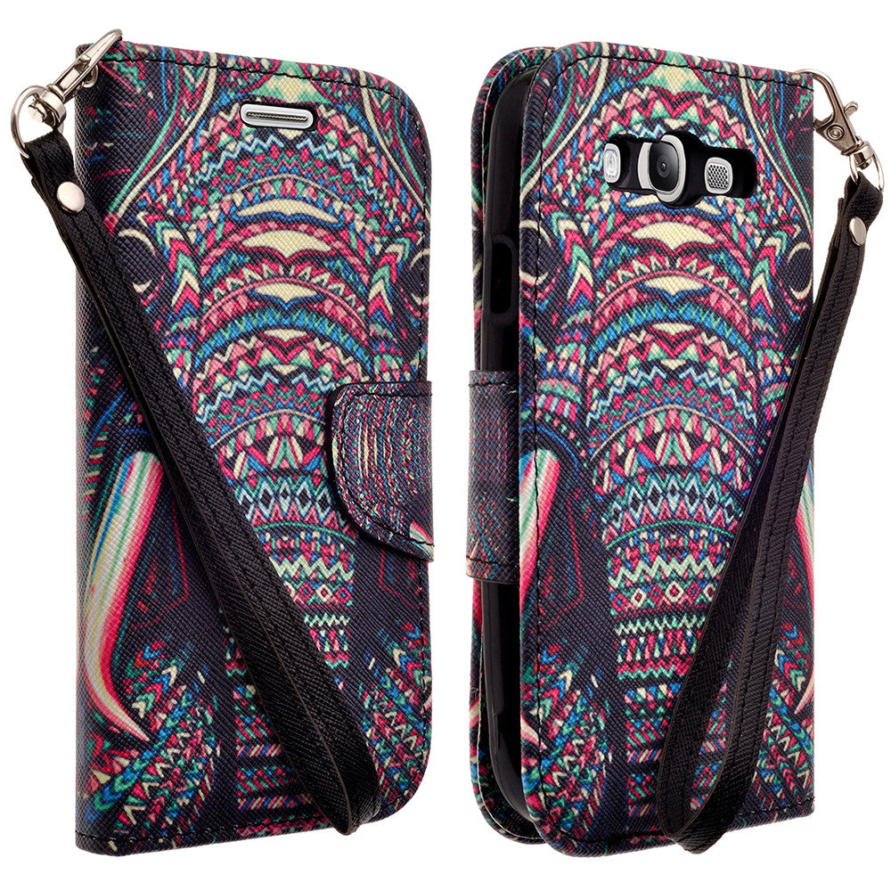 samsung galaxy S3 leather wallet case - tribal elephant - www.coverlabusa.com